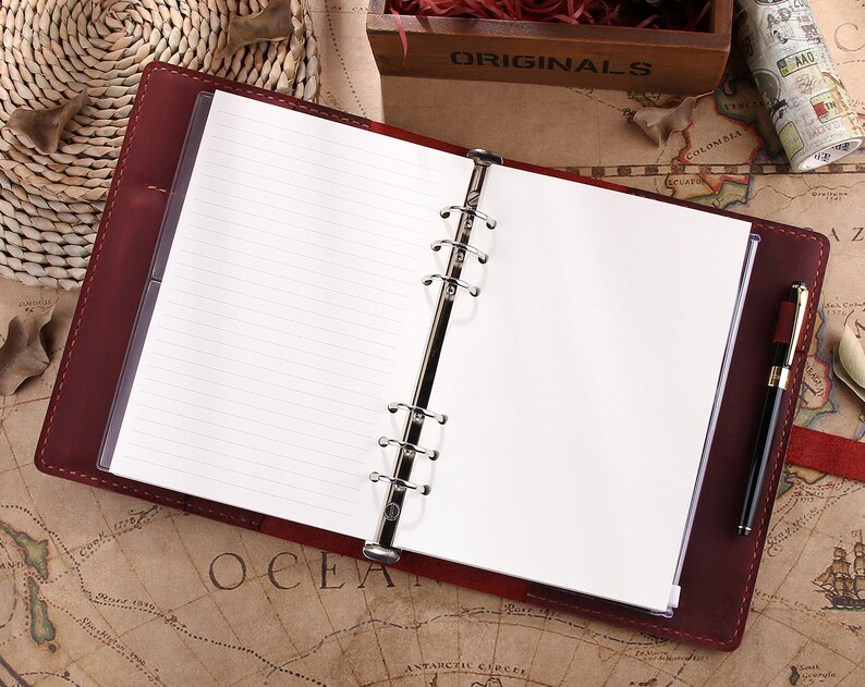 Personalized A5 Ring Binder Leather Journal Distressed Wine Etsy