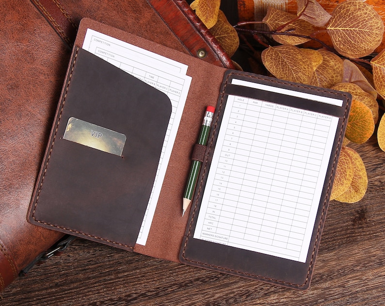 Leather Yardage Book Cover Personalized Golf Scorecard & Etsy