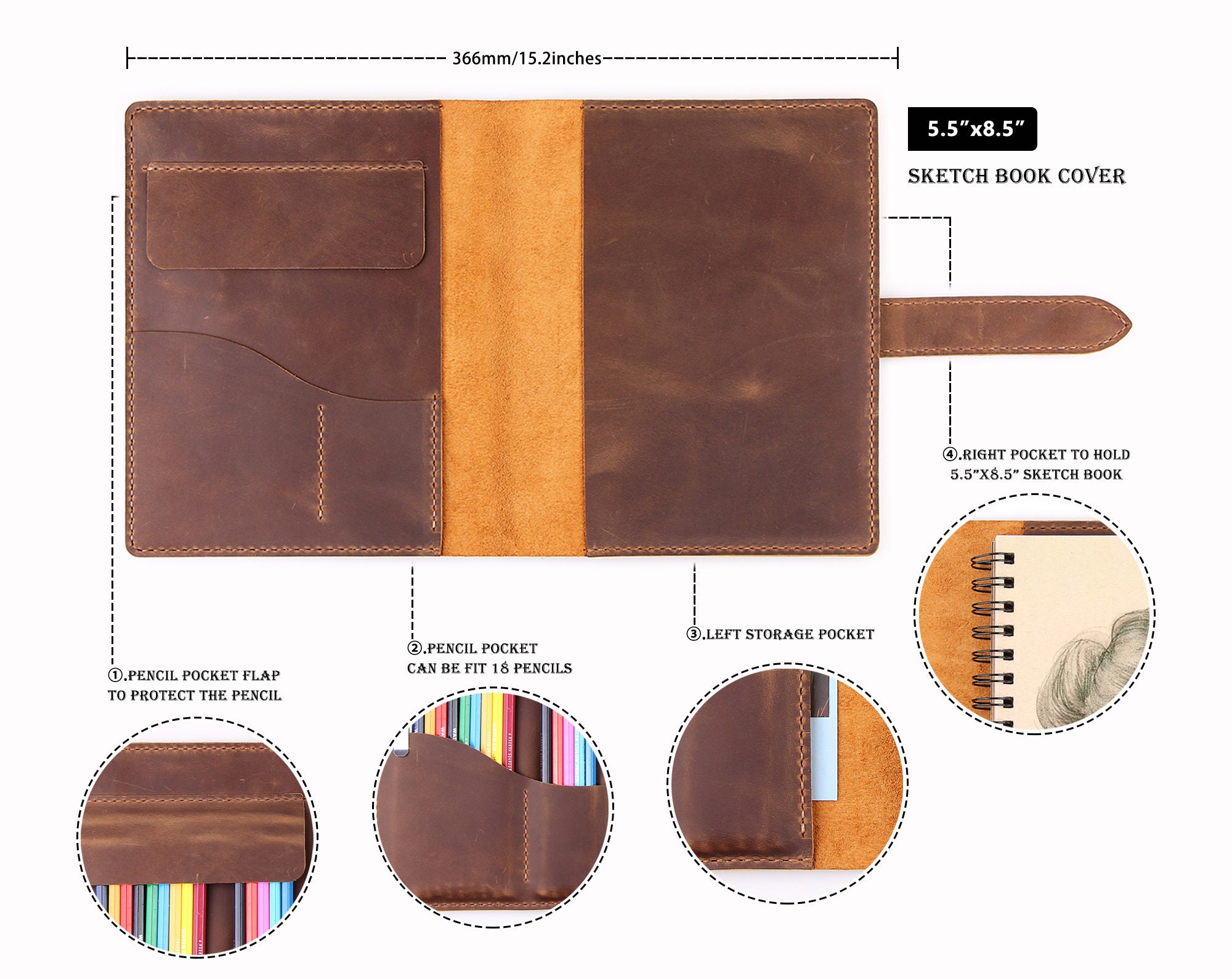 Leather Sketch Book-Coffee (A 5 ) - Buy best Handmade Products in Egypt  with best Prices