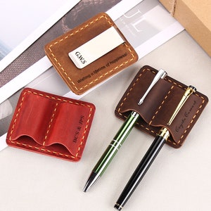 Handmade Leather 2-Pen Holder Clip Books & Notebooks, Personalized Notebook Pencil Clip Holder Journal, Journal Accessory, Writing Tools