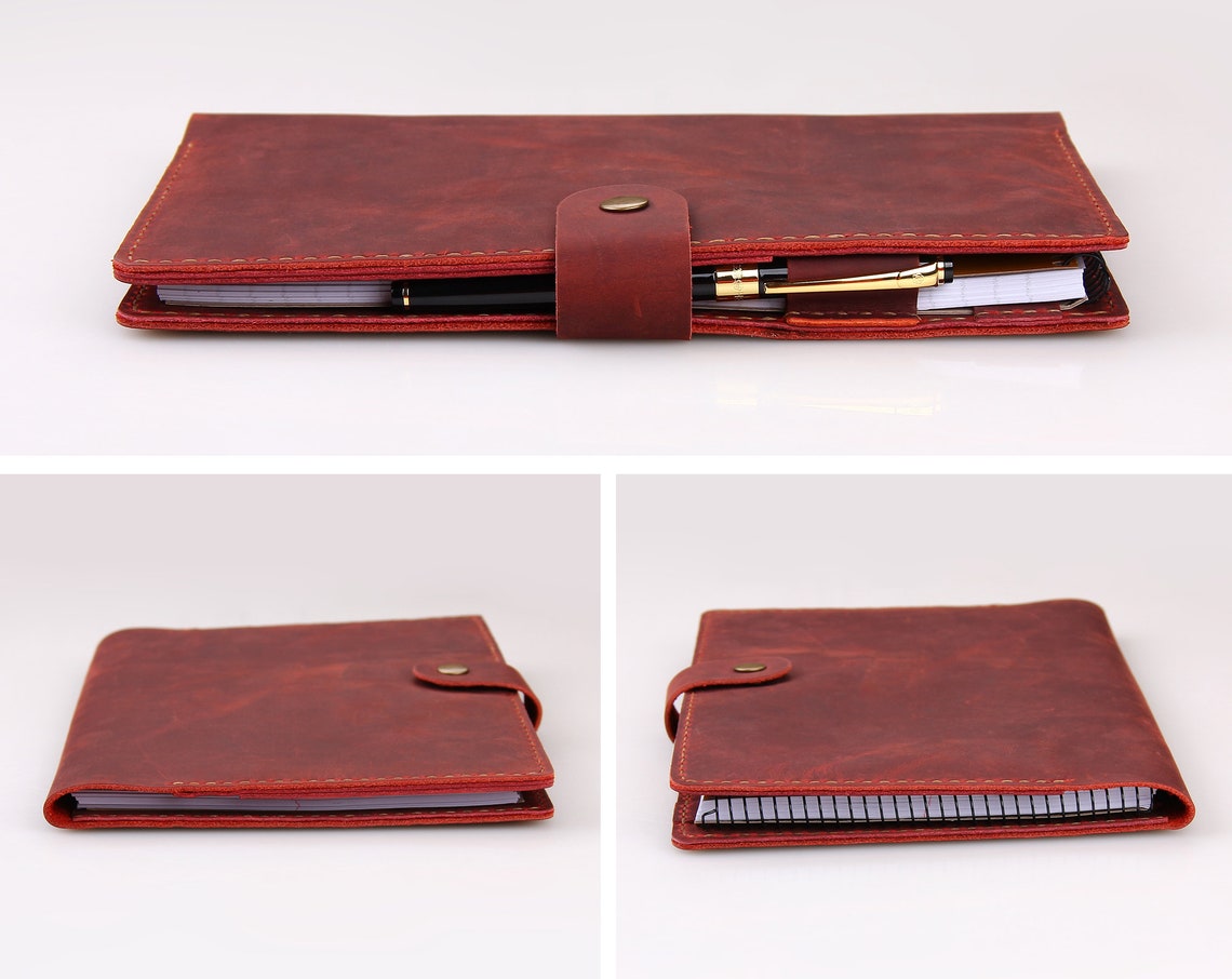 Leather 6x9 Steno Pad Cover Personalized Leather Etsy