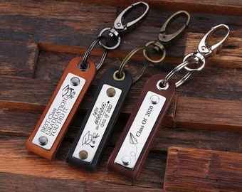 Class of 2020 Graduation Leather Keychain, Personalised Leather Keyring - Add a Name, Monogram, Message - Great Gift Idea for Anybody