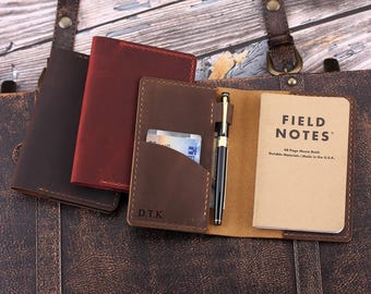 Handmade Leather Cover for 3.5"x5.5" Notebooks, Custom Leather Holder Fit for Pocket Size Journal Notebook, Small Leather Notebook Cover