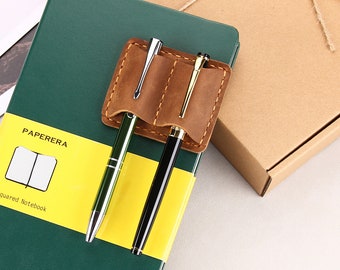 Personalisierter Notizbuch-Bleistift-Clip-Halter, Tagebuch, handgefertigter 2-Stift-Halter aus Leder, Clip-Bücher und Notizbücher, Tagebuch-Zubehör, Schreibwerkzeuge