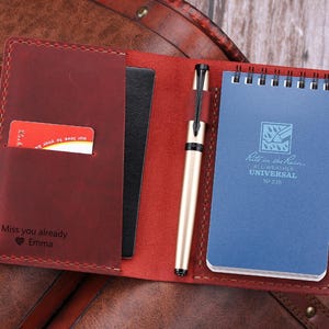 Ręcznie wykonana okładka na notes z górną oprawą, personalizowany mini notes kieszonkowy 3x5, okładka ze skóry naturalnej na mini notes spiralny 3" x 5"
