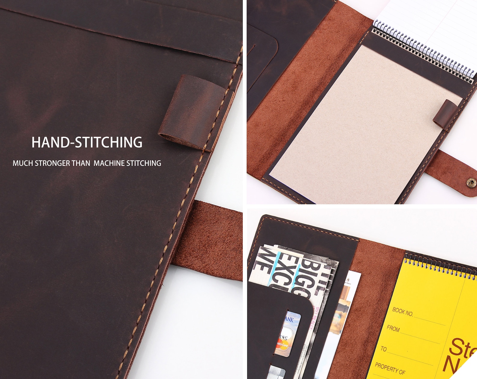 Personalized Leather Steno Pad 6x9 Cover Folio Etsy