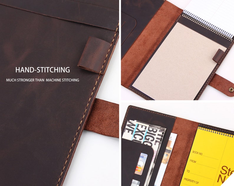 Personalized Leather Steno Pad 6x9 Cover Folio Etsy