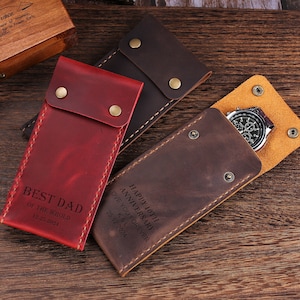 Personalized Leather watch case, Travel accessories, Watch storage, Personalized gift, Leather Watch Rroll,  Travel Watch Pouch