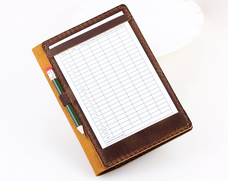 Leather Yardage Book Cover Personalized Golf Scorecard & Etsy