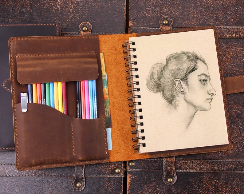 Personalized Leather Sketchbook Cover Leather Artist Sketch Etsy