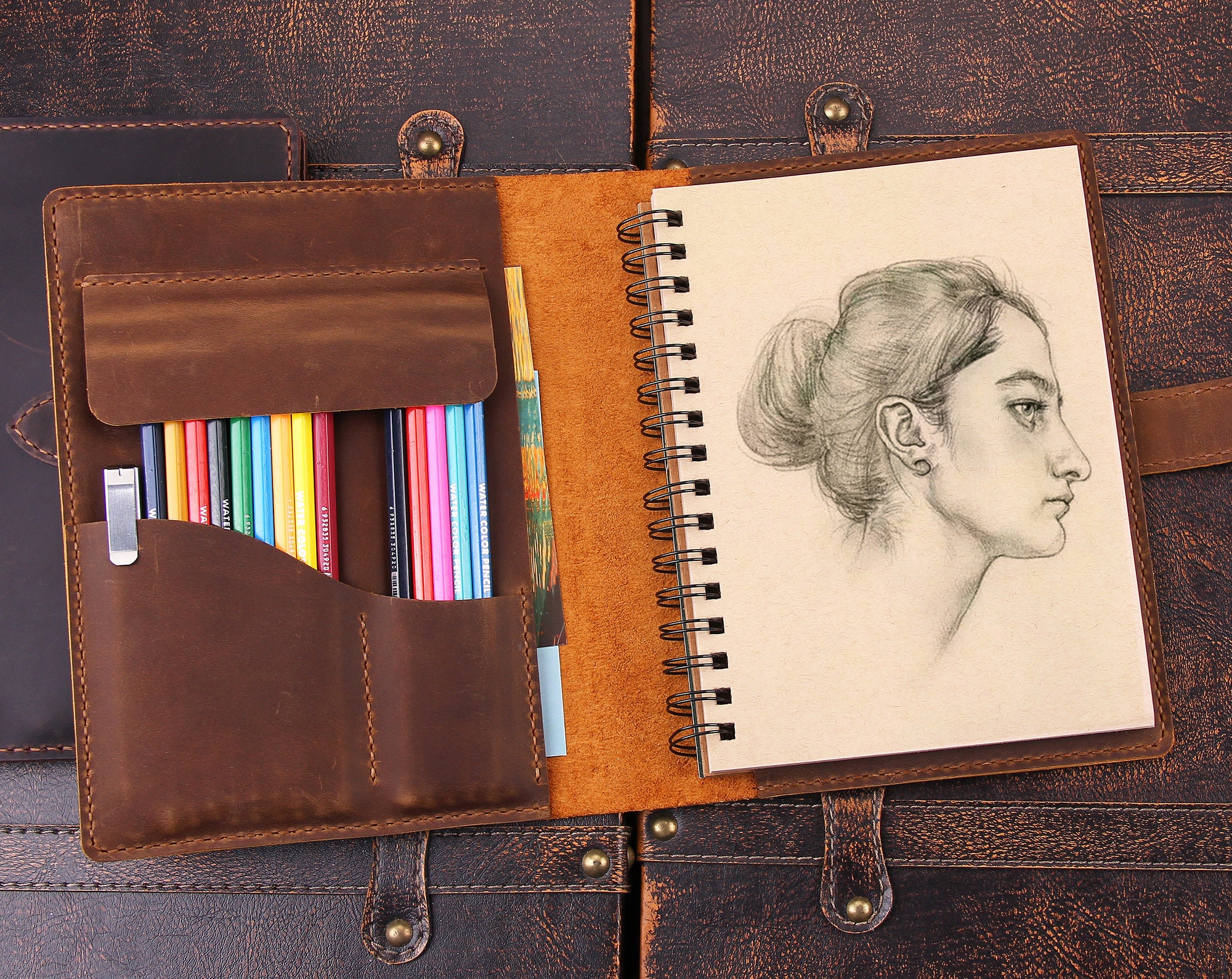Handmade Leather Sketchbook Cover, Personalized Artists Gifts, Leather  Artist Sketch Pad Cover for 5.5x8.5, Notebook Cover, Artist Roll 