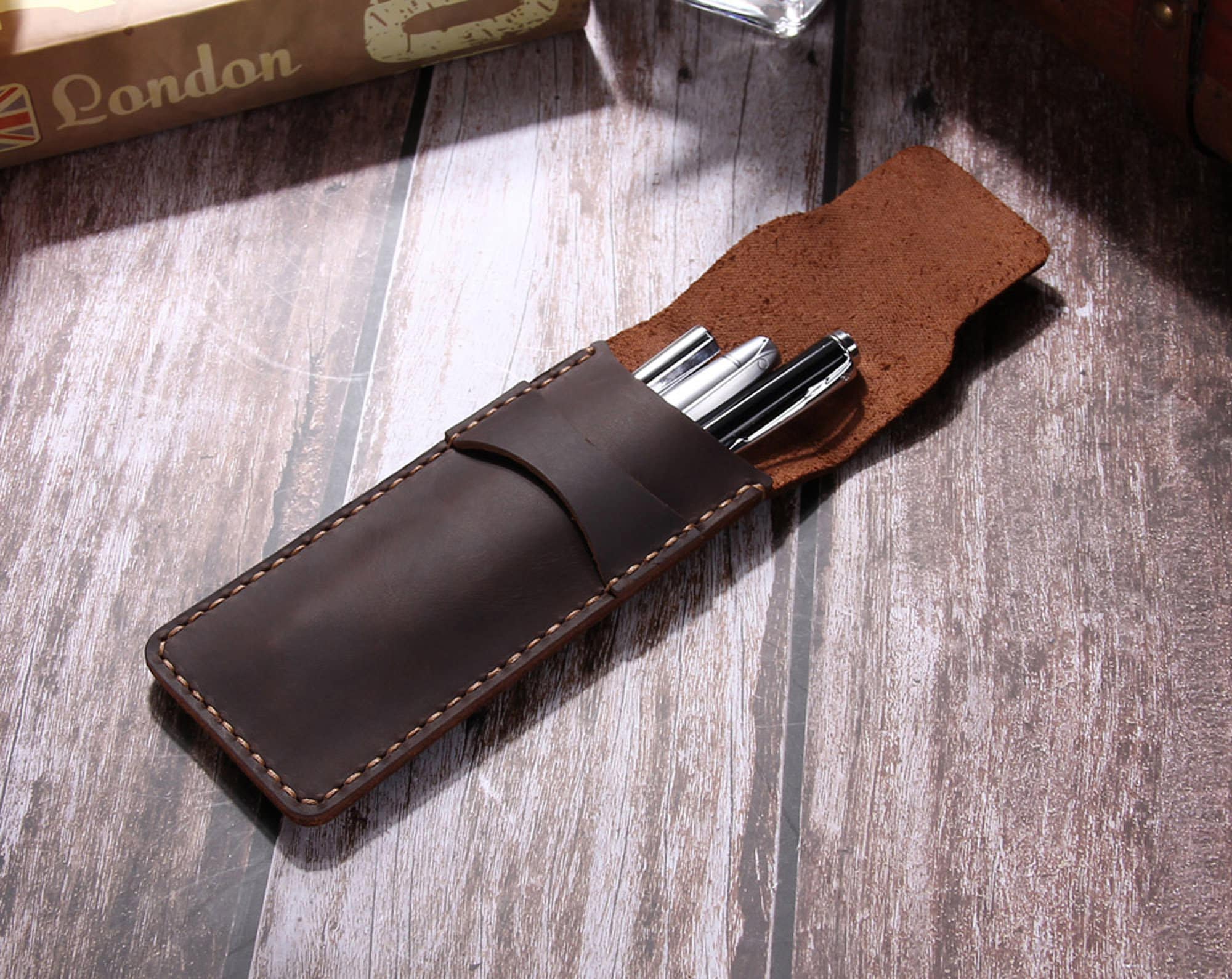 Personalized Leather Pen Holder, Handmade Leather Pen Pouch, Leather Pencil  Case, Leather Pencil Holder, Pen Case, Pen Sleeve, Pen Holder -  Israel