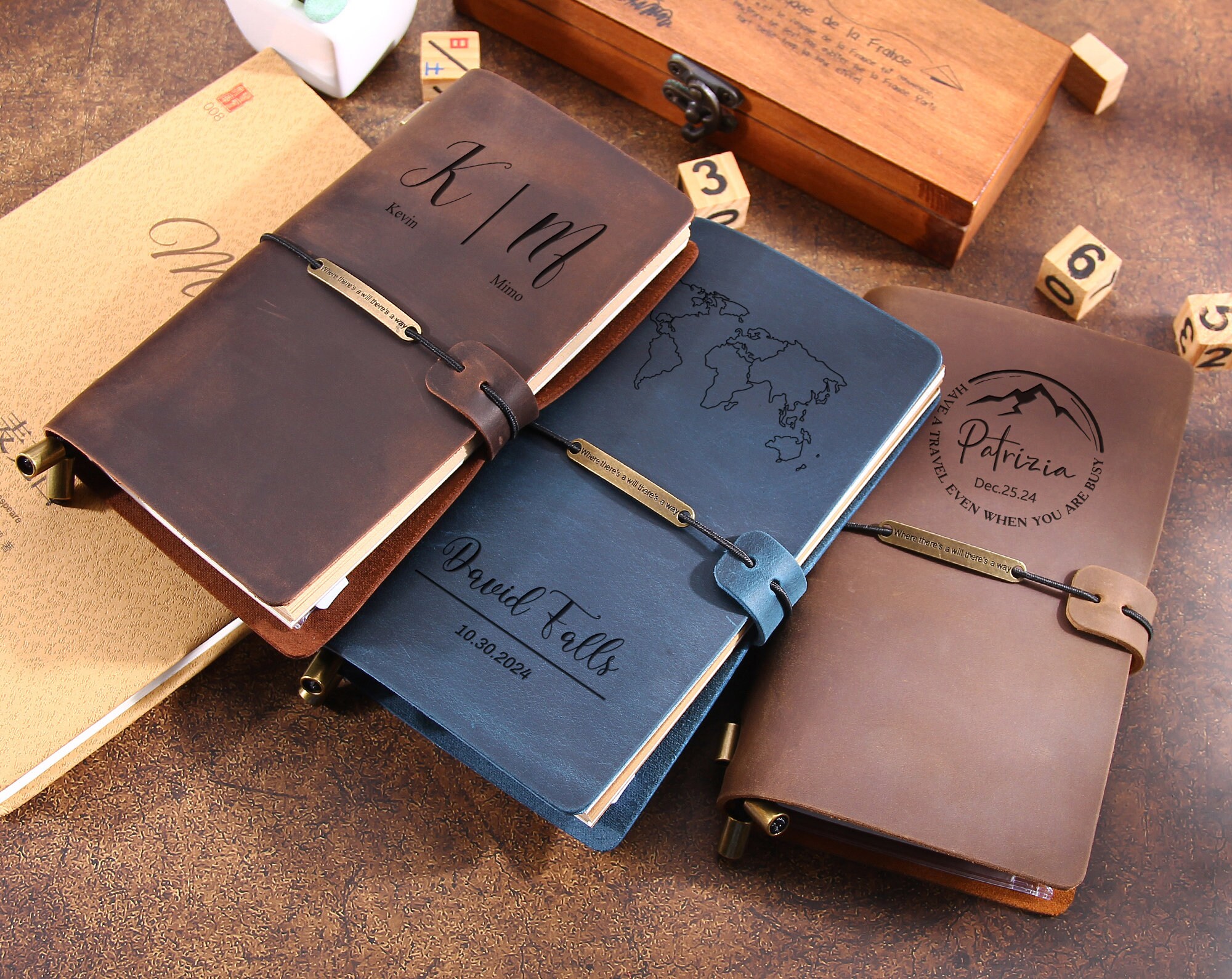 Aoaoway Refillable Leather Journal, Handmade Coffee Leather Notebook
