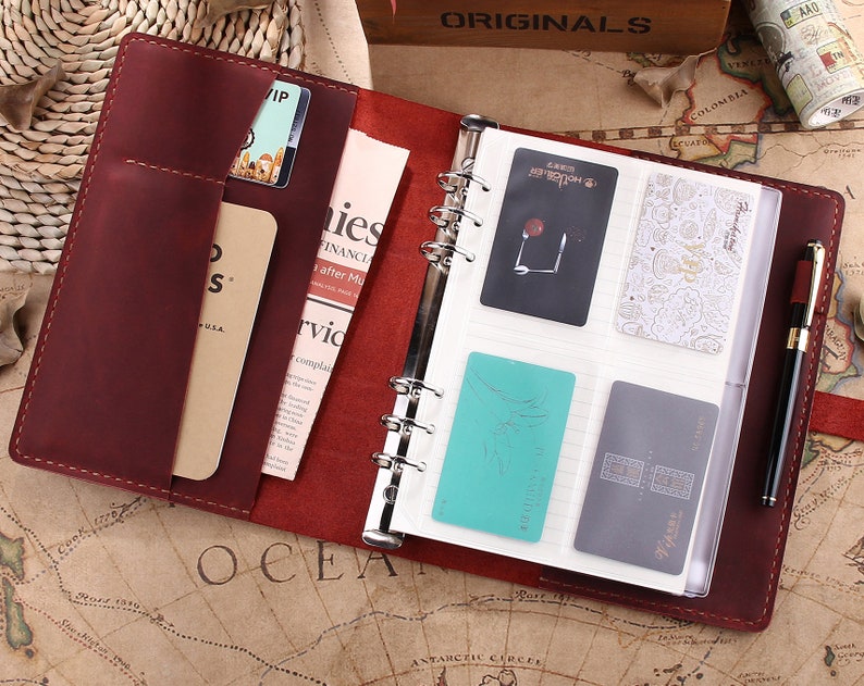 Personalized A5 Ring Binder Leather Journal Distressed Wine Etsy