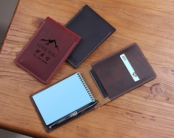 Handmade Leather Notebook Cover for 3.5” x 5.5” Top Spiral Everlast Mini Pocket Notebook, Genuine Leather Pocket Notebook Cover