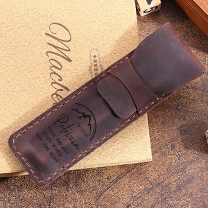Portapenne in pelle personalizzato da uomo, custodia per penna in pelle fatta a mano, regali per lui, regalo di anniversario, regalo di cancelleria, custodia per penna in pelle