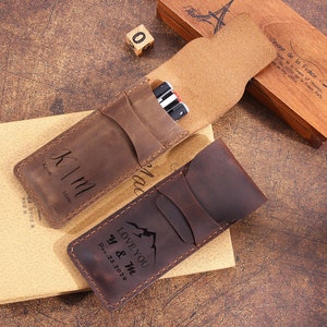 Personalized leather pen holder, Leather pen pouch, Leather pencil case, Handmade Leather pencil holder, Pen case, Pen sleeve, Gift for Him