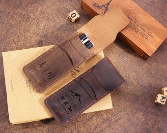 Personalized leather pen holder, Leather pen pouch, Leather pencil case, Handmade Leather pencil holder, Pen case, Pen sleeve, Gift for Him