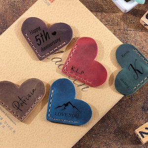 Set of 2 Leather Bookmark, Engraved Leather bookmark, Personalized Mini Corner Page Marker, Leather Bookmark for Reader,Valentine&#39;s Day Gift