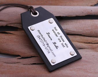 Personalized Leather Luggage Tag - Custom Handmade Leather Travel Tag- Travel Gift, Wedding Gift, Traveller Gift, Anniversary Gift