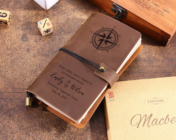Custom Travel Journal, Travel Notebook, Personalized Leather Travel Journal Notebook, Leather Gift, Perfect Gift for Men or Women