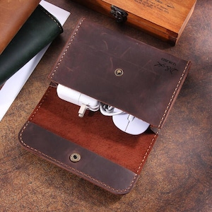 Custodia personalizzata per mouse e caricabatteria, supporto in pelle personalizzato per mouse e caricabatteria, organizer per cavi per laptop Hanadmade