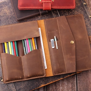 Capa de couro feita à mão, presentes personalizados para artistas, estojo de couro para canetas artísticas, estojo de ferramentas de couro personalizado, bolsa de couro para pincéis