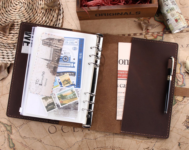 Personalized A5 Leather Organizer Agenda Custom Travel Etsy