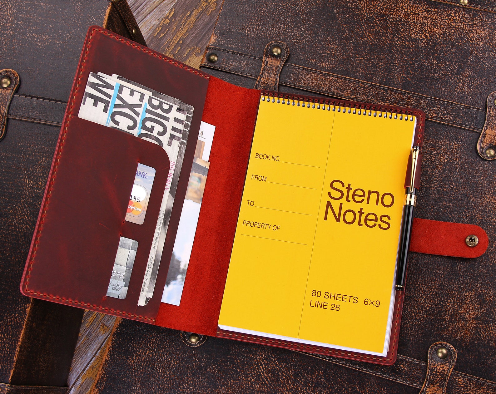Personalized Leather Steno Pad 6x9 Holder Folio Etsy