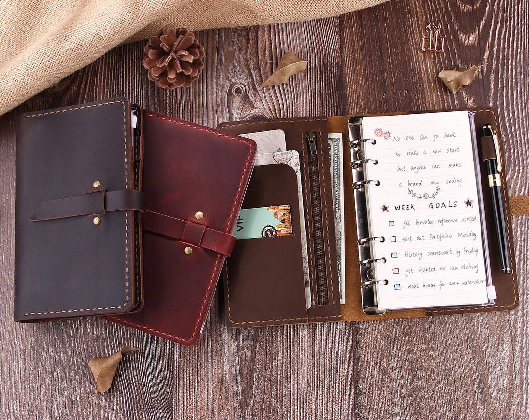  Wonderpool Leather Journal A6 Refillable 6 Ring