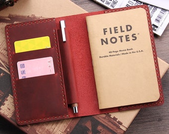 Personalized Leather Field Notes Cover, Field notes wallet, Journal Cover for Moleskine Notebook, Fit 3.5" x 5.5" Notebooks