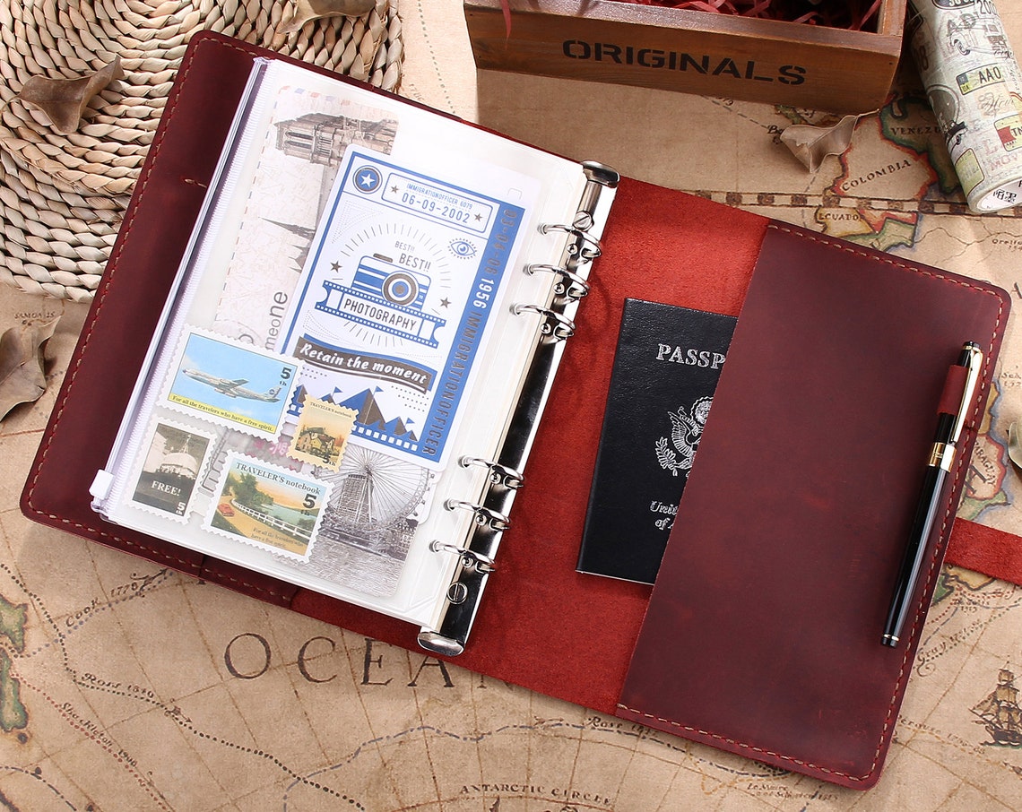 Personalized A5 Ring Binder Leather Journal Distressed Wine Etsy