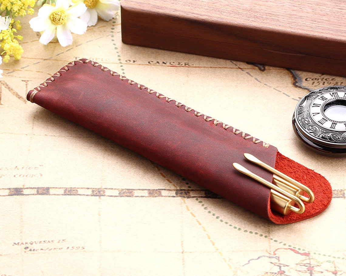 Custom Made Leather Pen Pencil Holder Handmade Leather Pen Etsy UK