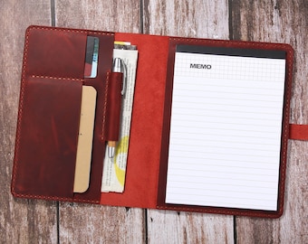 Personalisierte Leder Mappe, Handgemachter Leder Organisator, A5 Schreibblock Abdeckung, A5 Schreibblock Abdeckung