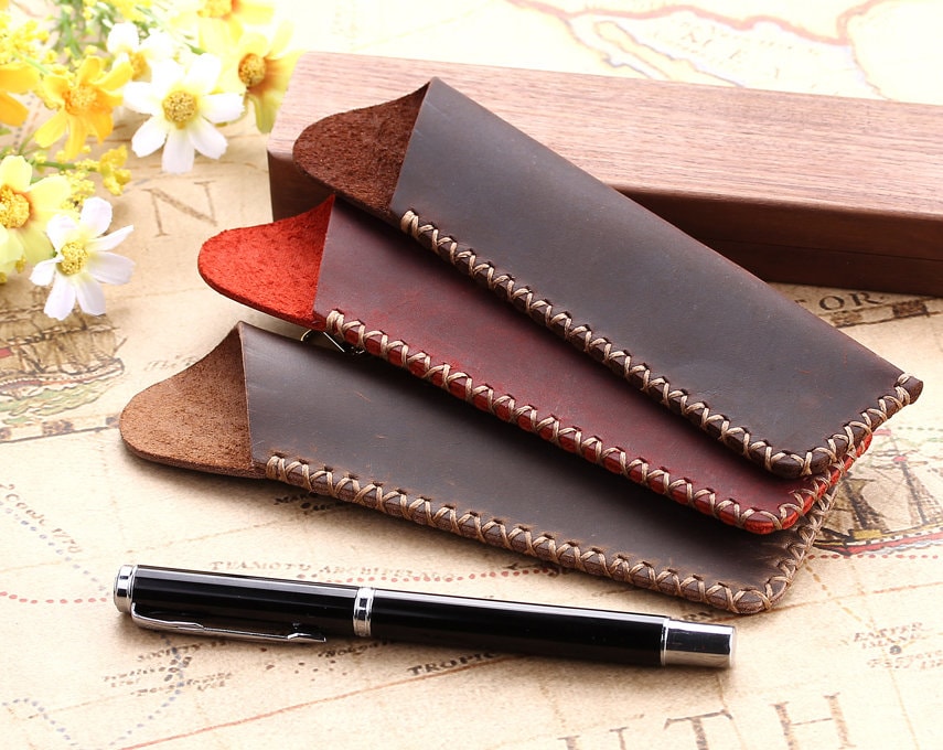 Custom Made Leather Pen Pencil Holder Handmade Leather Pen Etsy UK