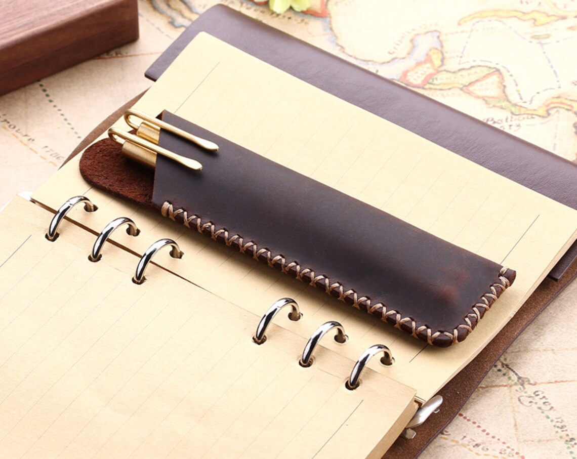 Custom Made Leather Pen Pencil Holder Handmade Leather Pen Etsy
