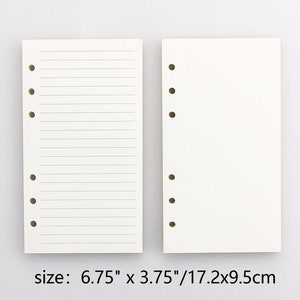 6 Holes Refill Paper for A6 Ring Binder Journal Notebook - Etsy