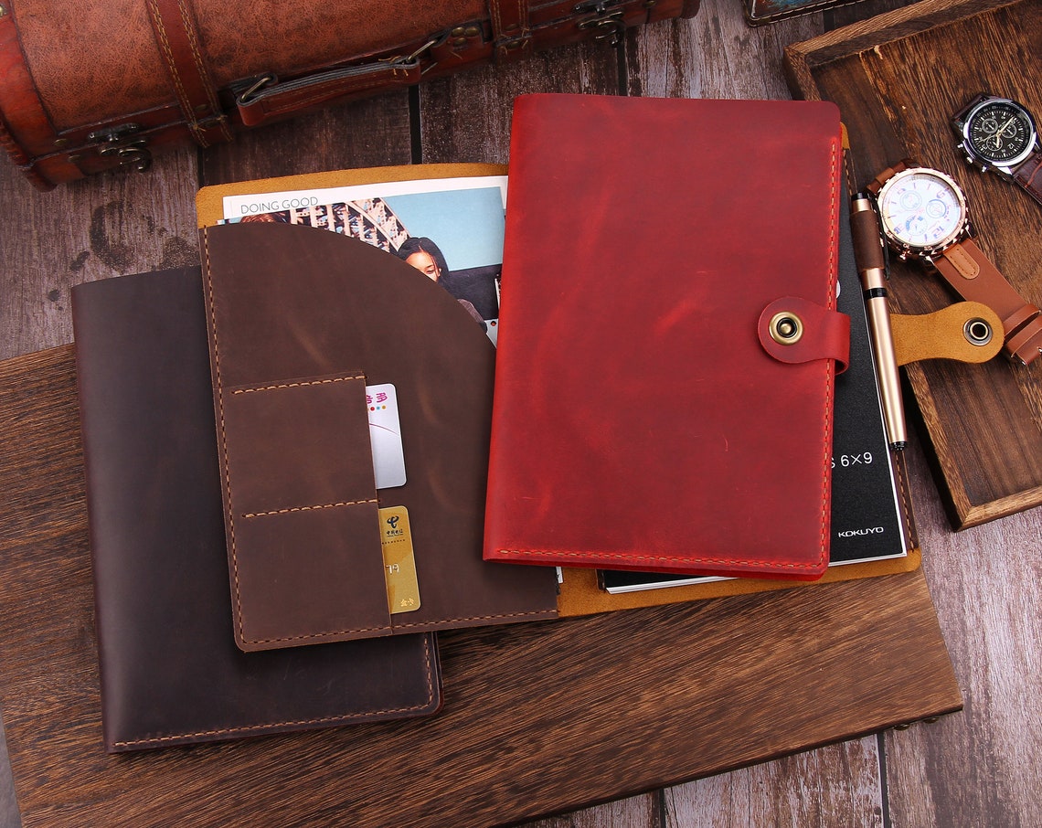 Leather Steno Pad 6x9 Holder Folio Cover Etsy