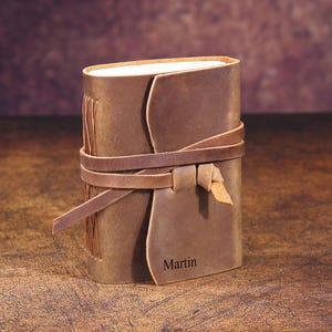 Mini cuaderno de viaje de cuero personalizado, álbum de recortes de cuero vintage, diario encuadernado en cuero, cuaderno hecho a mano, regalo de Navidad