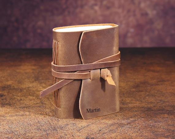 Personalized Mini Leather Journal Travel Notebook, Vintage Leather Scrapbook, Leather Bound Journal, Handmade Notebook, Christmas Gift