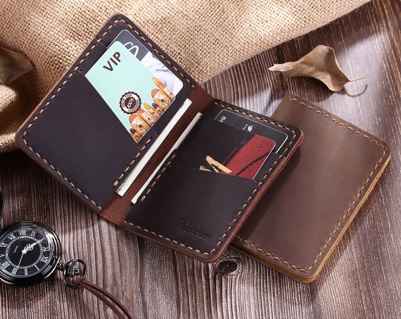 Handmade Leather Mens Wallet Minimalist Leather Credit Card 