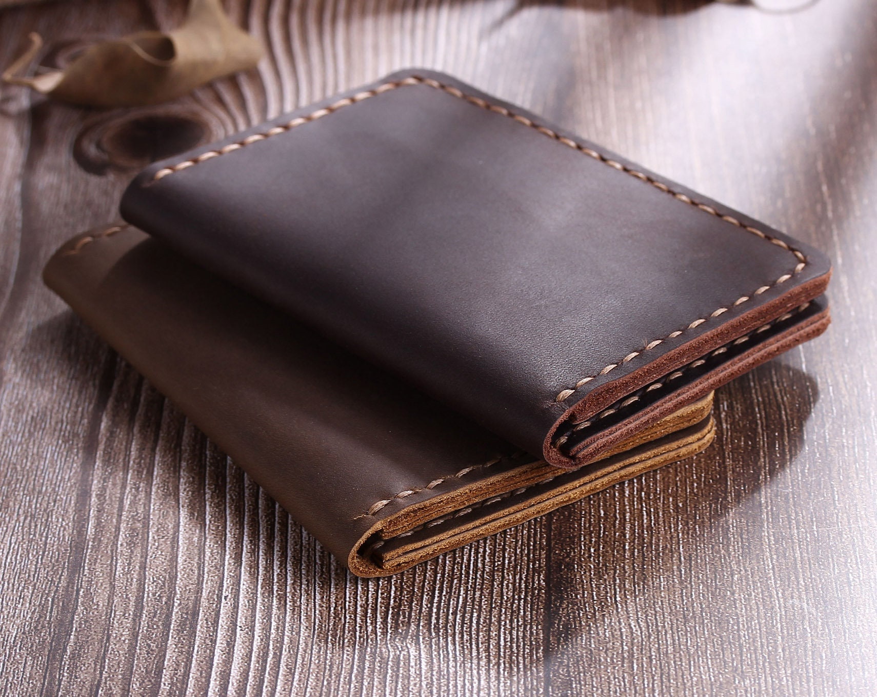 Navy Blue Taiga Leather Handmade Custom Mens Wallet -  Denmark