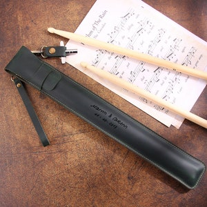 Custom Leather Drum Stick Bag, Handmade Leather Drumstick Holder Pouch, Drumstick Case Storage Organizer, Personalized Gift for Drummer
