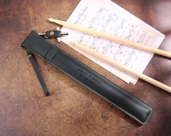 Sac en cuir personnalisé pour baguettes, pochette porte-pilons en cuir fait main, organisateur de rangement pour étui à baguettes, cadeau personnalisé pour batteur