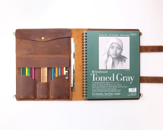 Personalized Leather Refillable Sketchbook Cover