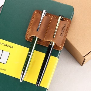 Personalized Notebook Pencil Clip Holder Journal, Handmade Leather 2-Pen Holder Clip Books & Notebooks,Journal Accessory, Writing Tools