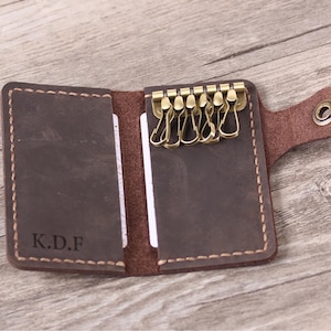 Estuche para llaves de cuero personalizado, llavero de cuero, billetera para llaves de cuero hecha a mano, llavero Práctico llavero con estuche de cuero para llaves