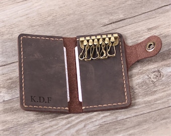 Estuche para llaves de cuero personalizado, llavero de cuero, billetera para llaves de cuero hecha a mano, llavero Práctico llavero con estuche de cuero para llaves