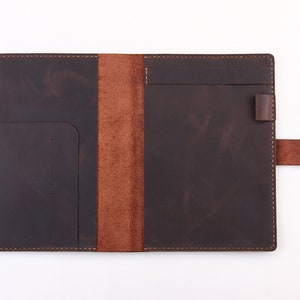 Handmade Leather Steno Pad 6"x9" Holder, Custom Folio Coverfor 6"x9" Top Bound Spiral Notebook, A5 Document Portfolio, Gift for Him/ Her image 5