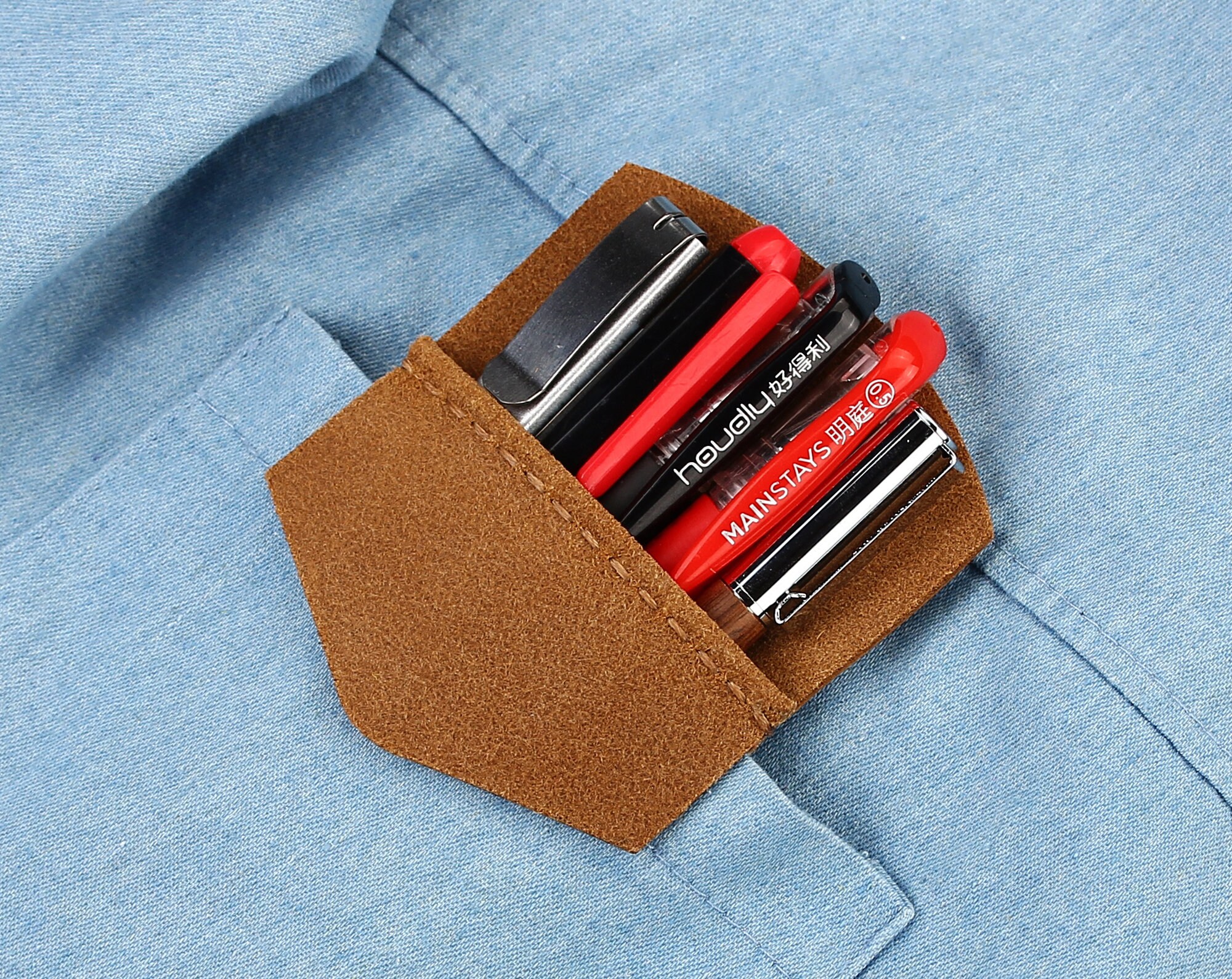 Handmade Pen Pocket Personalzied Leather Pocket Protector Etsy